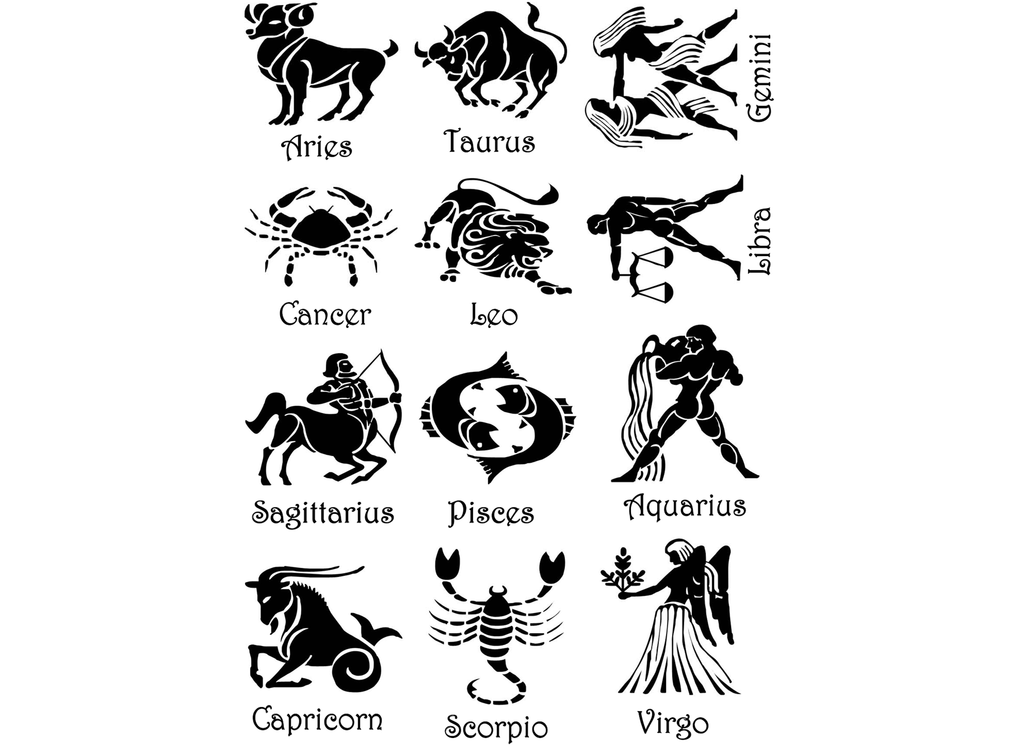 Astrology Zodiac Signs Symbols Black #846 Fused Glass Decals 