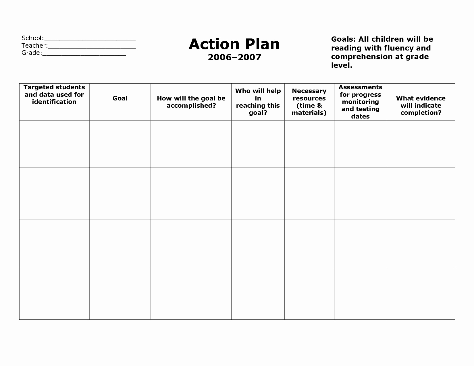 Teaching English Lesson Plan Template Fresh Action Plan Template 