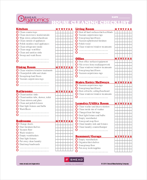 Cleaning Checklist Template 29+ Free Word, Excel, PDF Documents 