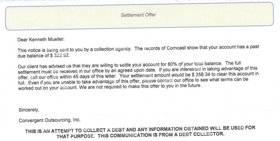 Comcast sent collection agencies after customer who paid all his 