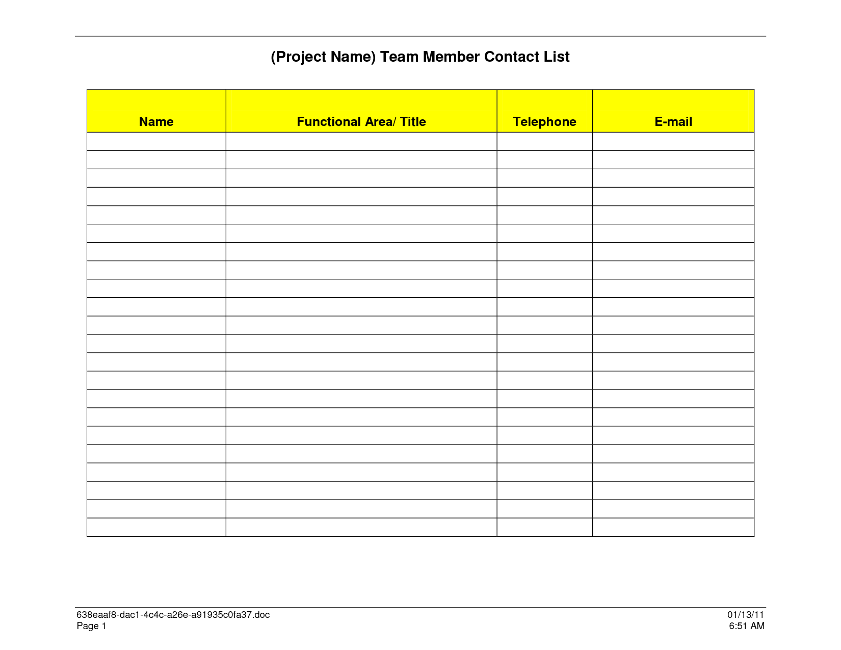 Contact List Template 10+ Free Word, Excel, PDF Format | Free 