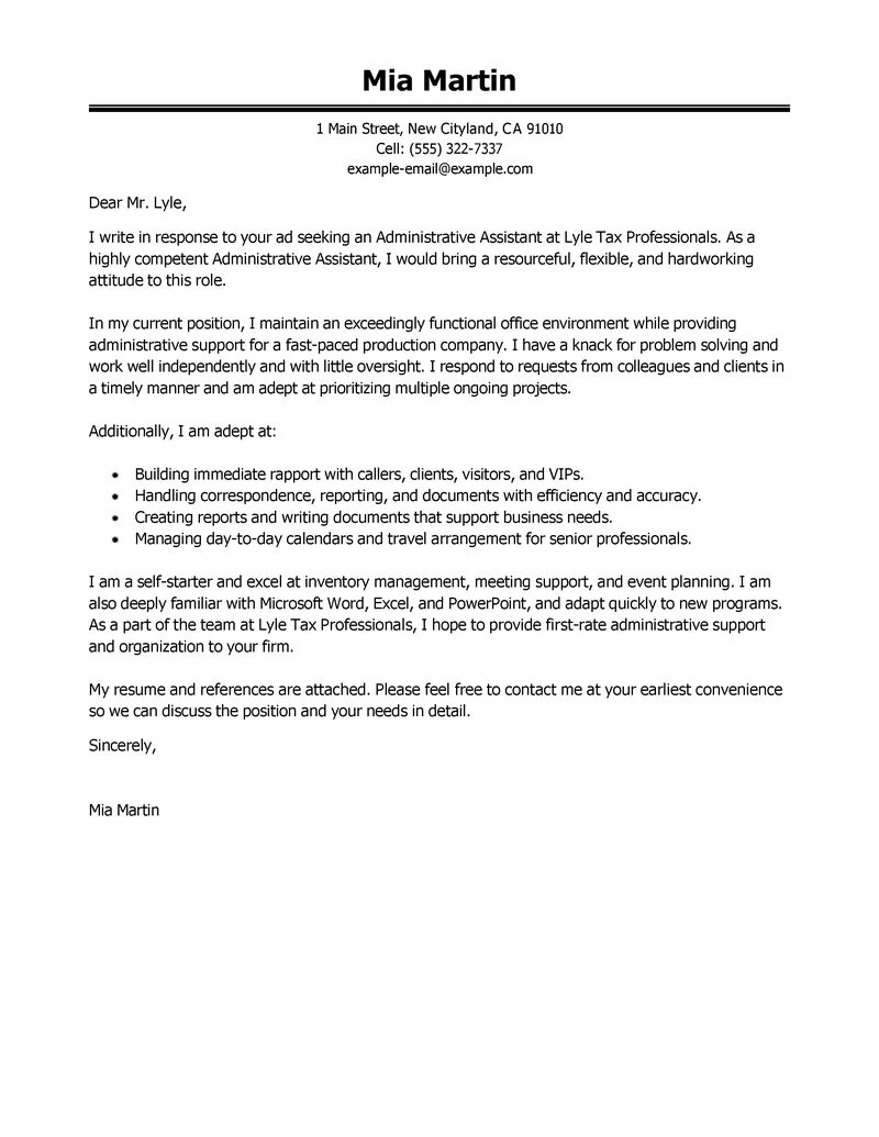 example of cover letter for administrative Kleo.beachfix.co