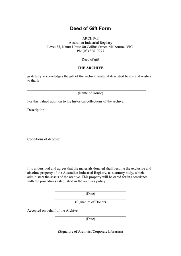 13 Sample Deed of Gift Forms – Samples, Examples & Format | Sample 