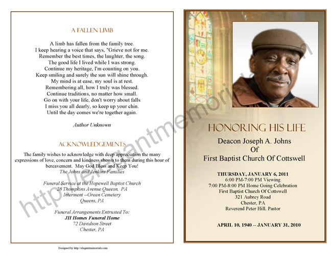 Obituary Program Sample | Obituary Template | Memorial Service Program