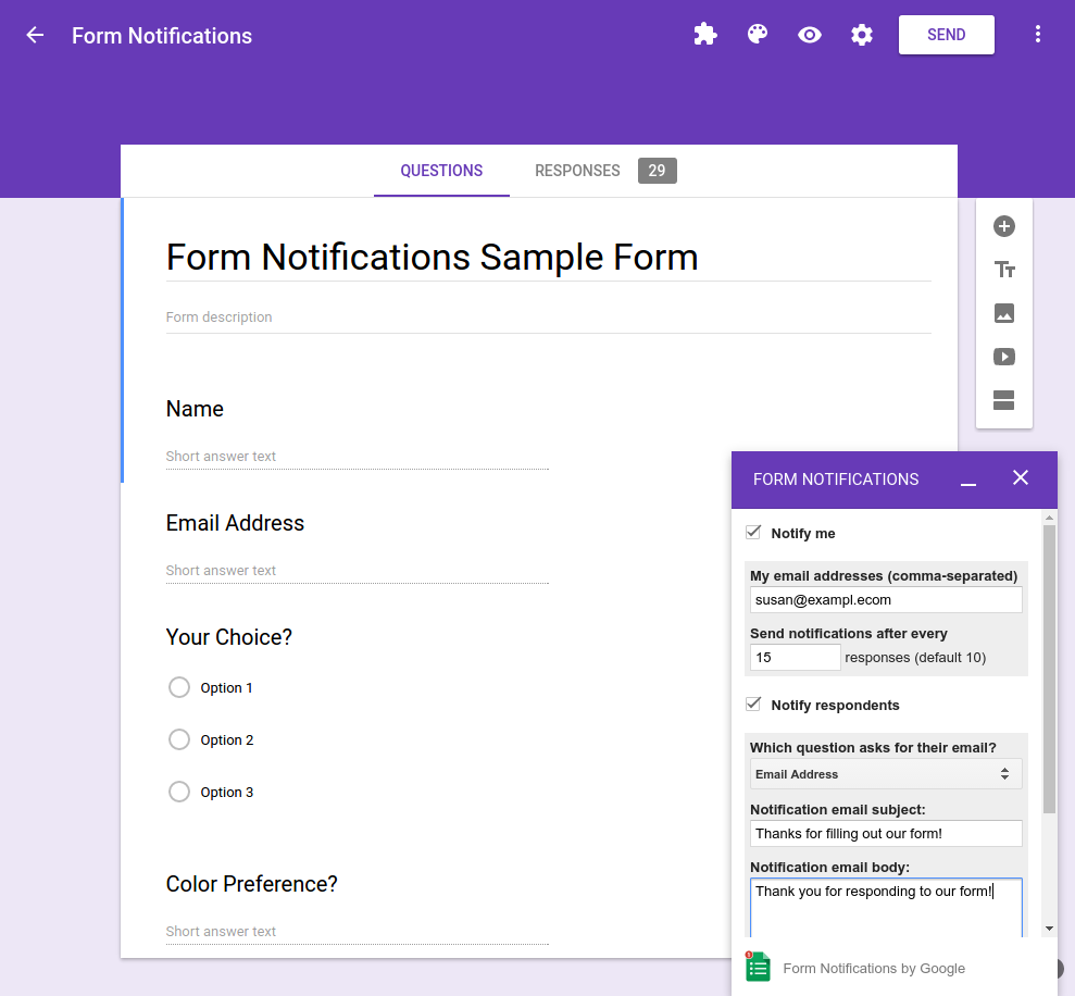 Quickstart: Add on for Google Forms | G Suite Add ons | Google 