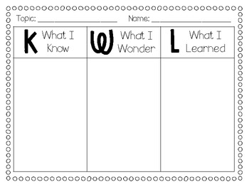 K W L Graphic Organizer Printable – Notebooking Fairy