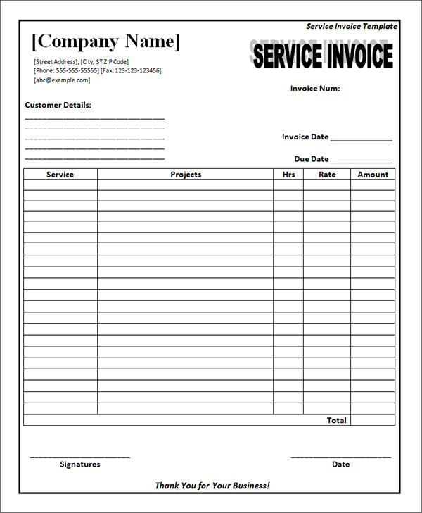 free service invoice template