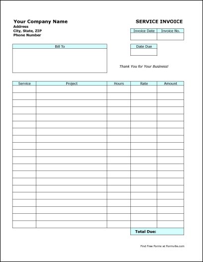 Hoover Receipts | Free Printable Service Invoice Template PDF 