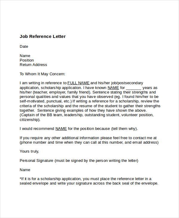 7+ Job Reference Letter Templates Free Sample, Example, Format 