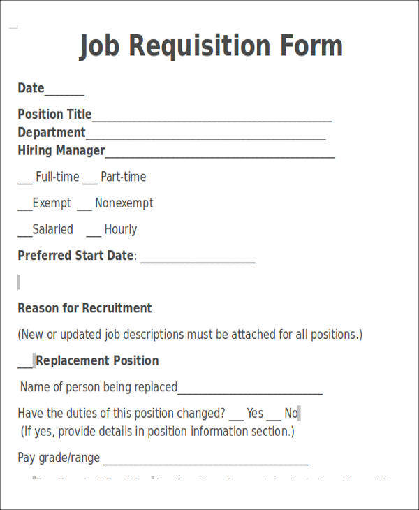 position requisition form template 22 requisition forms in doc 
