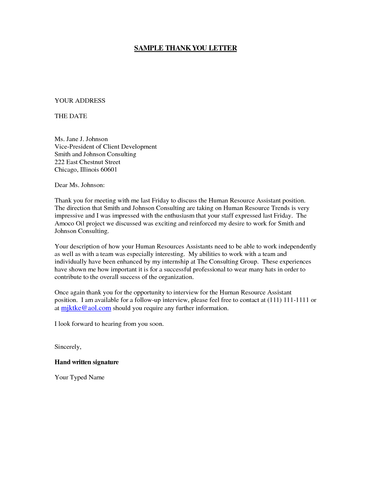Personal Thank You Letter | Crna Cover Letter