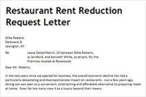 Rent Reduction Request Letter