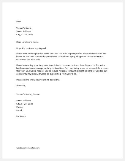 Rent Reduction Letter Mobile Discoveries