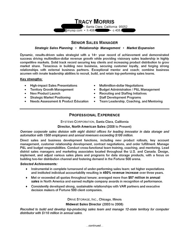 Sales Manager Resume Sample | Professional Resume Examples | TopResume