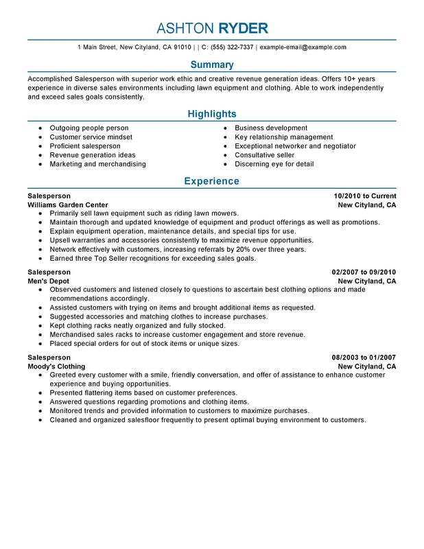 Retail Salesperson Resume Examples Created by Pros | MyPerfectResume