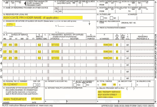 IDHS: Attachement B: CMS 1500 Form Example
