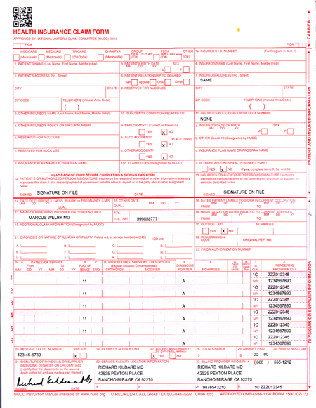 cms 1500 form template imprinted cms 1500 personalized cms 1500 