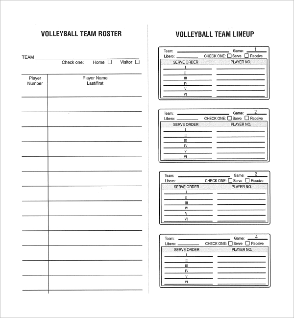 7+ Volleyball Roster Templates | Sample Templates