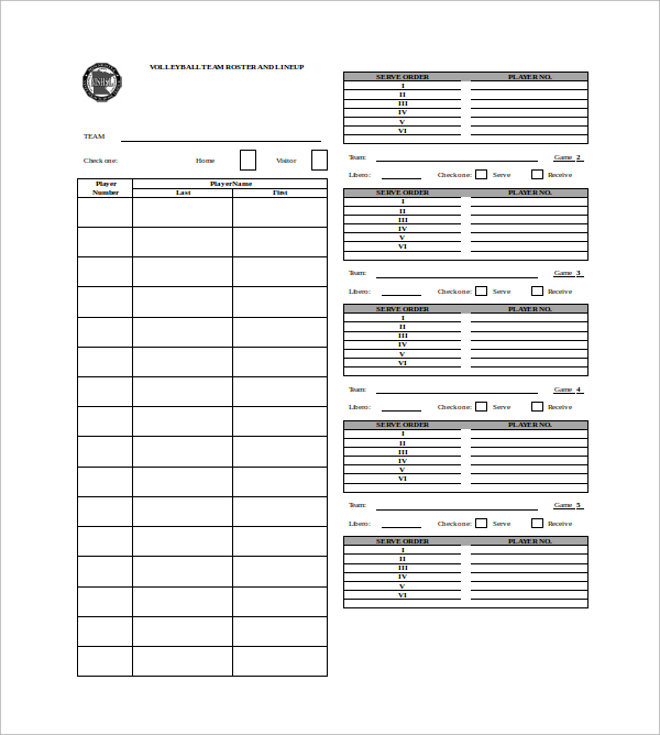 7+ Volleyball Roster Templates | Sample Templates