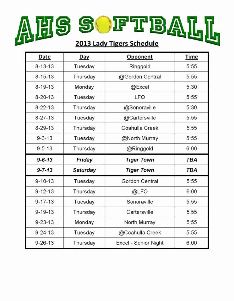 softball schedule template Kleo.beachfix.co