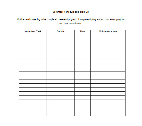 Volunteer Schedule Templates – 11+ Free Word, Excel, PDF Format 